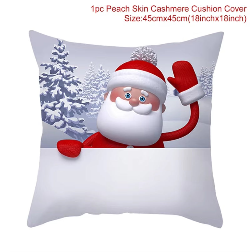 Merry Christmas Cushion Cover Christmas Decorations for Home 2023 Christmas Ornaments Xmas Navidad Gifts Happy New Year 2024