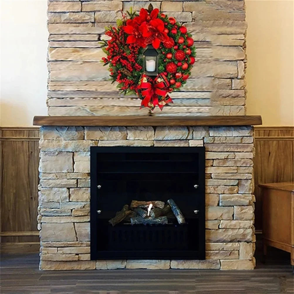 Christmas Garland Arrangement Christmas Ornament Spruce Christmas Wreath with LED Light Front Door Home Party Hanging Garland