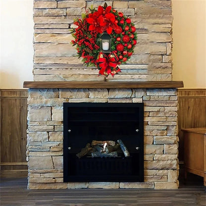 Christmas Garland Arrangement Christmas Ornament Spruce Christmas Wreath with LED Light Front Door Home Party Hanging Garland