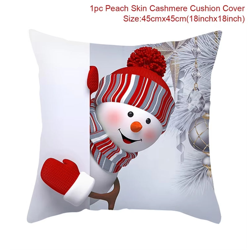 Merry Christmas Cushion Cover Christmas Decorations for Home 2023 Christmas Ornaments Xmas Navidad Gifts Happy New Year 2024