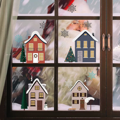 Snow House Window Clings, Christmas Village Stickers Glass Decor,Winter Decorations for and Christmas,Christmas Gifts