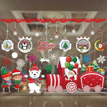 Christmas Window Stickers Merry Christmas Decorations for Home Santa Claus 2021 Christmas Ornament Navidad Xmas Gifts New Year