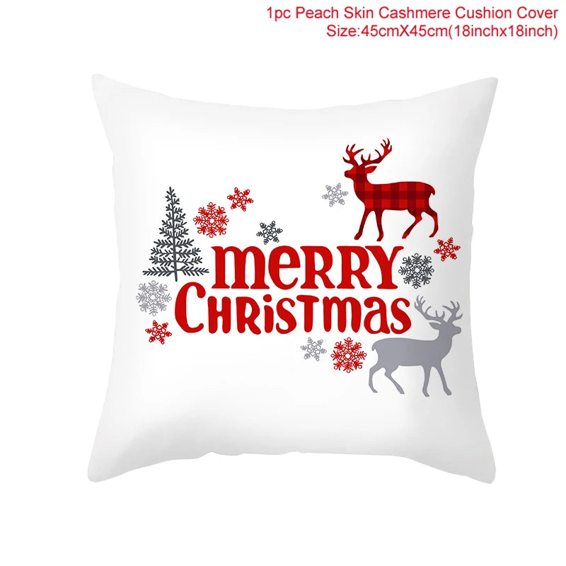 Christmas Cushion Cover Christmas Ornaments Merry Christmas Decorations for Home 2023 XMAS Navidad Noel Gifts New Year 2024