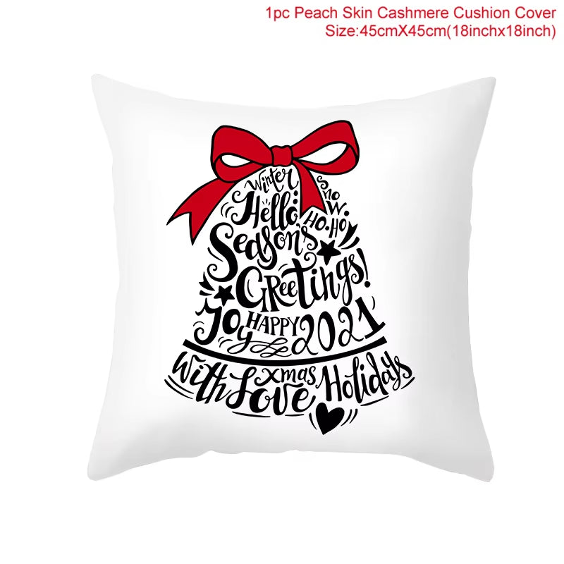 Christmas Cushion Cover Christmas Ornaments Merry Christmas Decorations for Home 2023 XMAS Navidad Noel Gifts New Year 2024