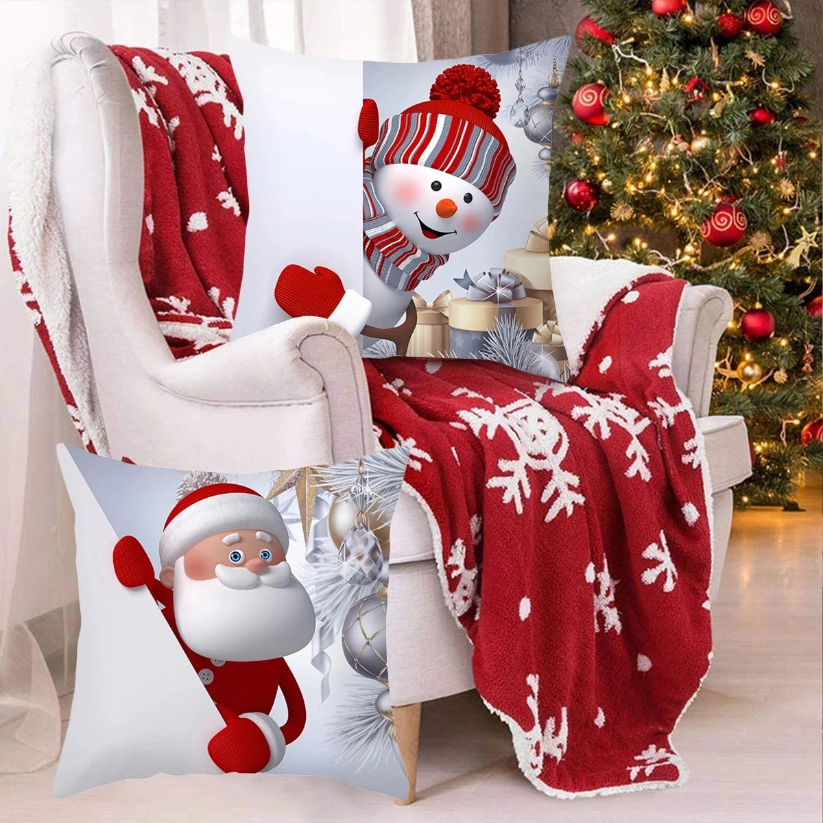 Merry Christmas Cushion Cover Christmas Decorations for Home 2023 Christmas Ornaments Xmas Navidad Gifts Happy New Year 2024