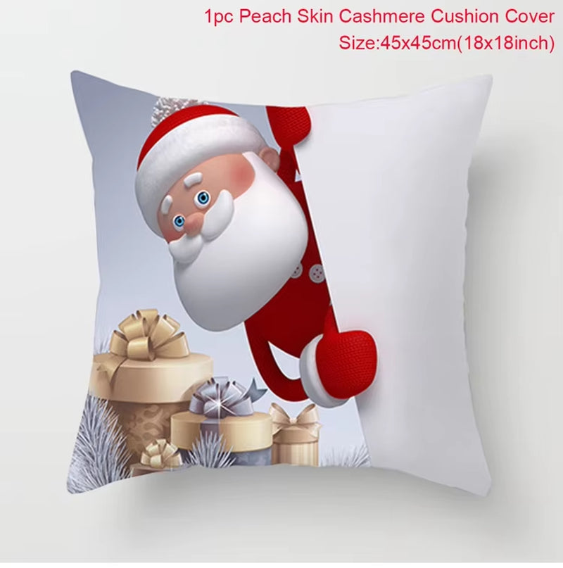 Merry Christmas Cushion Cover Christmas Decorations for Home 2023 Christmas Ornaments Xmas Navidad Gifts Happy New Year 2024
