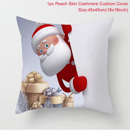 Merry Christmas Cushion Cover Christmas Decorations for Home 2023 Christmas Ornaments Xmas Navidad Gifts Happy New Year 2024