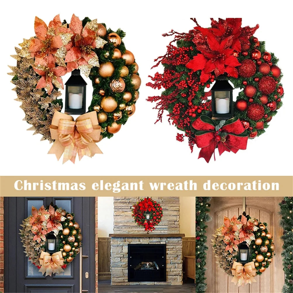 Christmas Garland Arrangement Christmas Ornament Spruce Christmas Wreath with LED Light Front Door Home Party Hanging Garland