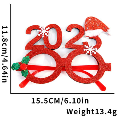 2025 New Year Christmas Decoration Glasses Deer Ear Christmas Hat Children'S Party Decoration Photos Props Christmas Supplies