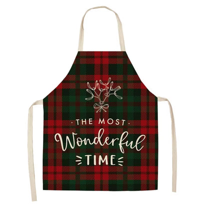 Linen Merry Christmas Apron Christmas Decorations for Home Kitchen Accessories 2024 Christmas Natal Navidad 2025 New Year Gifts