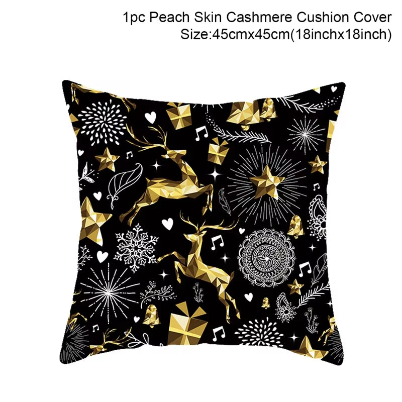 Christmas Cushion Cover Christmas Ornaments Merry Christmas Decorations for Home 2023 XMAS Navidad Noel Gifts New Year 2024