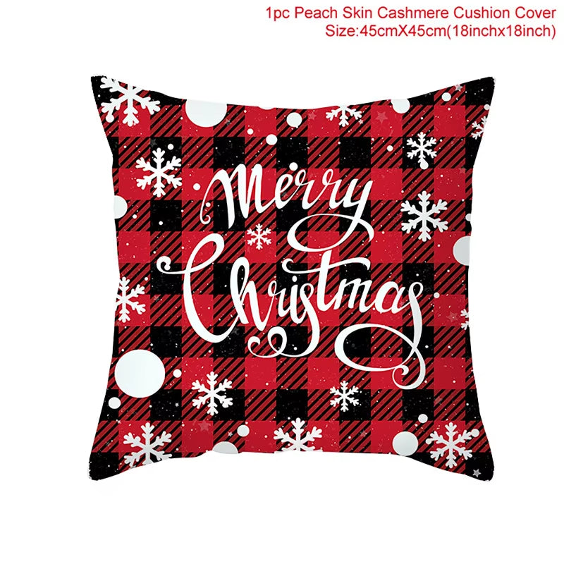 Christmas Cushion Cover Christmas Ornaments Merry Christmas Decorations for Home 2023 XMAS Navidad Noel Gifts New Year 2024