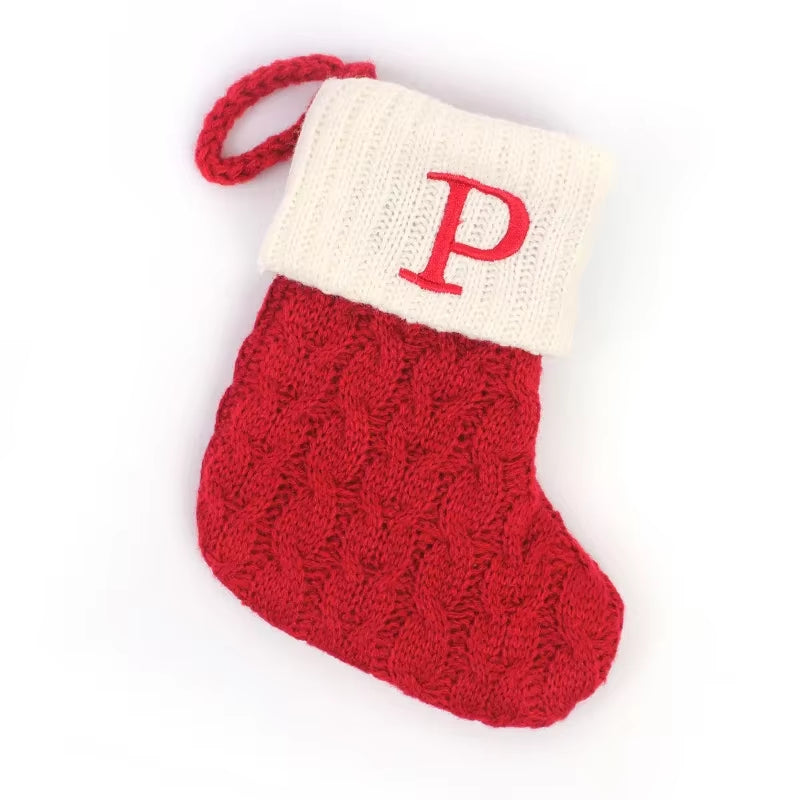 Navidad Christmas Boots Letters Christmas Stocking New Knitting Christmas Tree Pendant Decorations Snowflakechristmas Socks
