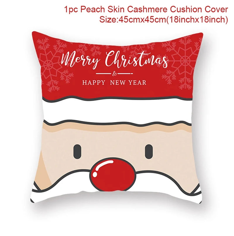 Christmas Cushion Cover Christmas Ornaments Merry Christmas Decorations for Home 2023 XMAS Navidad Noel Gifts New Year 2024