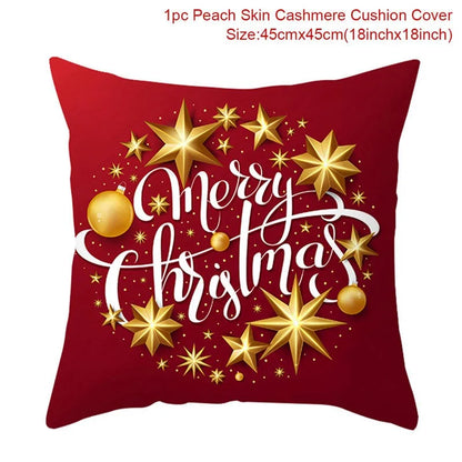 Christmas Cushion Cover Christmas Ornaments Merry Christmas Decorations for Home 2023 XMAS Navidad Noel Gifts New Year 2024
