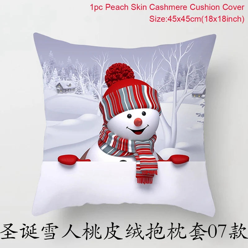 Merry Christmas Cushion Cover Christmas Decorations for Home 2023 Christmas Ornaments Xmas Navidad Gifts Happy New Year 2024