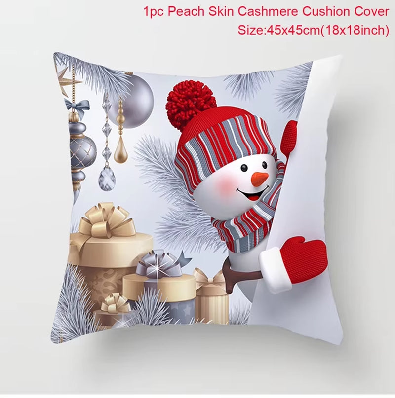 Merry Christmas Cushion Cover Christmas Decorations for Home 2023 Christmas Ornaments Xmas Navidad Gifts Happy New Year 2024