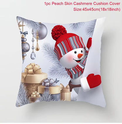 Merry Christmas Cushion Cover Christmas Decorations for Home 2023 Christmas Ornaments Xmas Navidad Gifts Happy New Year 2024
