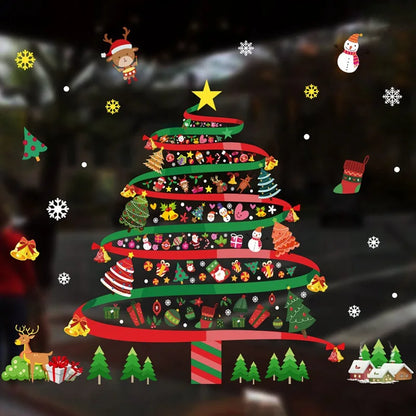 Christmas Window Stickers Merry Christmas Decorations for Home Santa Claus 2021 Christmas Ornament Navidad Xmas Gifts New Year