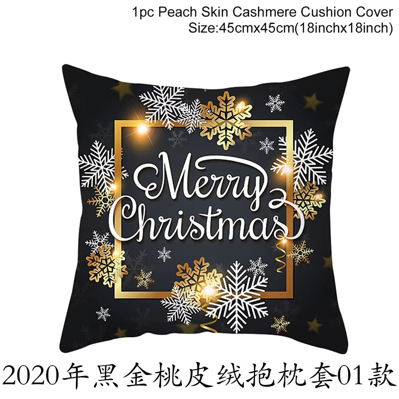 Christmas Cushion Cover Christmas Ornaments Merry Christmas Decorations for Home 2023 XMAS Navidad Noel Gifts New Year 2024