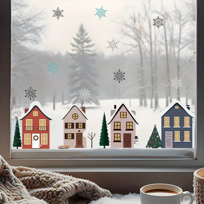 Snow House Window Clings, Christmas Village Stickers Glass Decor,Winter Decorations for and Christmas,Christmas Gifts