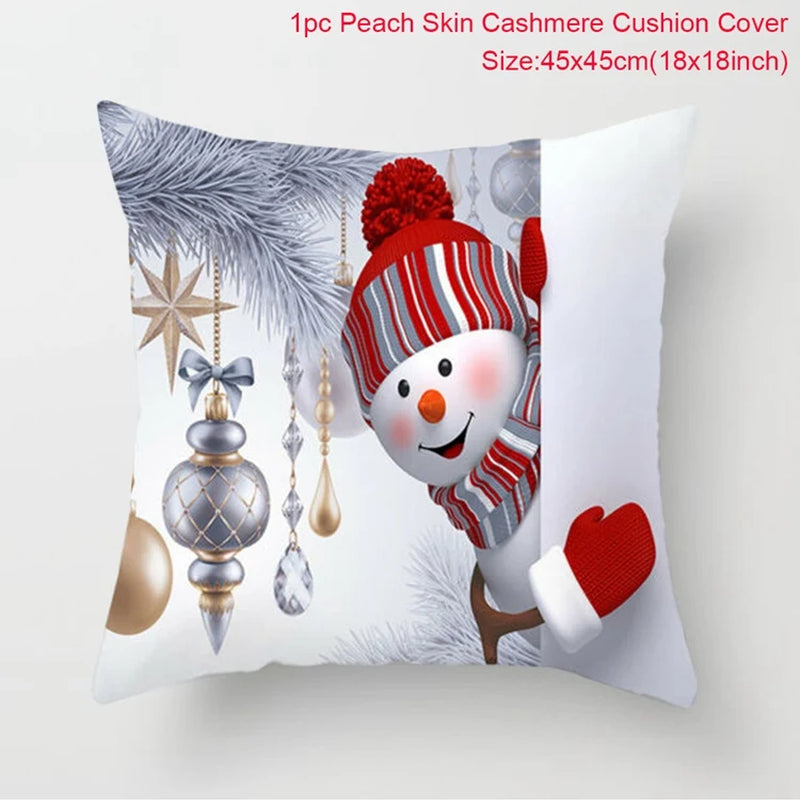Merry Christmas Cushion Cover Christmas Decorations for Home 2023 Christmas Ornaments Xmas Navidad Gifts Happy New Year 2024