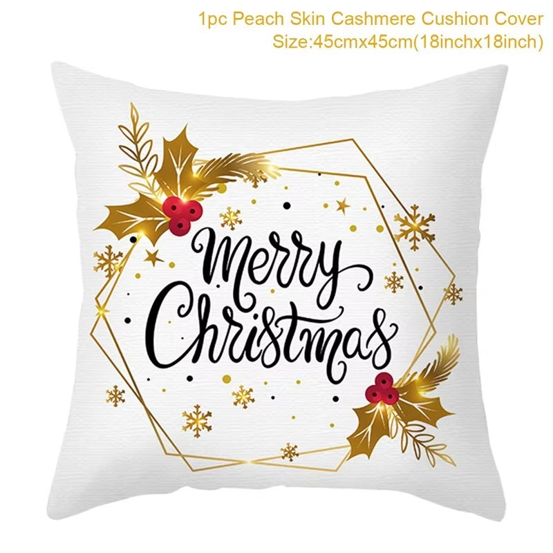 Christmas Cushion Cover Christmas Ornaments Merry Christmas Decorations for Home 2023 XMAS Navidad Noel Gifts New Year 2024