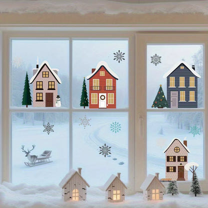 Snow House Window Clings, Christmas Village Stickers Glass Decor,Winter Decorations for and Christmas,Christmas Gifts