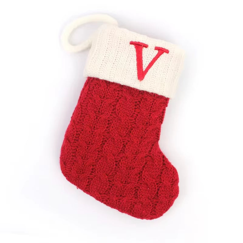 Navidad Christmas Boots Letters Christmas Stocking New Knitting Christmas Tree Pendant Decorations Snowflakechristmas Socks