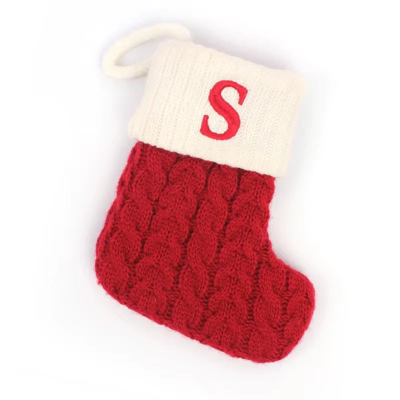 Navidad Christmas Boots Letters Christmas Stocking New Knitting Christmas Tree Pendant Decorations Snowflakechristmas Socks