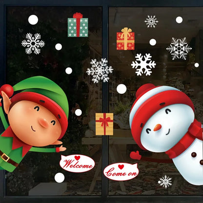 Christmas Window Stickers Merry Christmas Decorations for Home Santa Claus 2021 Christmas Ornament Navidad Xmas Gifts New Year