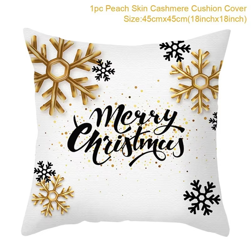 Christmas Cushion Cover Christmas Ornaments Merry Christmas Decorations for Home 2023 XMAS Navidad Noel Gifts New Year 2024