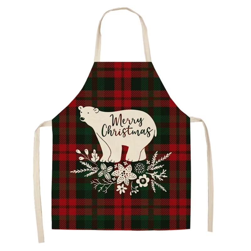 Linen Merry Christmas Apron Christmas Decorations for Home Kitchen Accessories 2024 Christmas Natal Navidad 2025 New Year Gifts