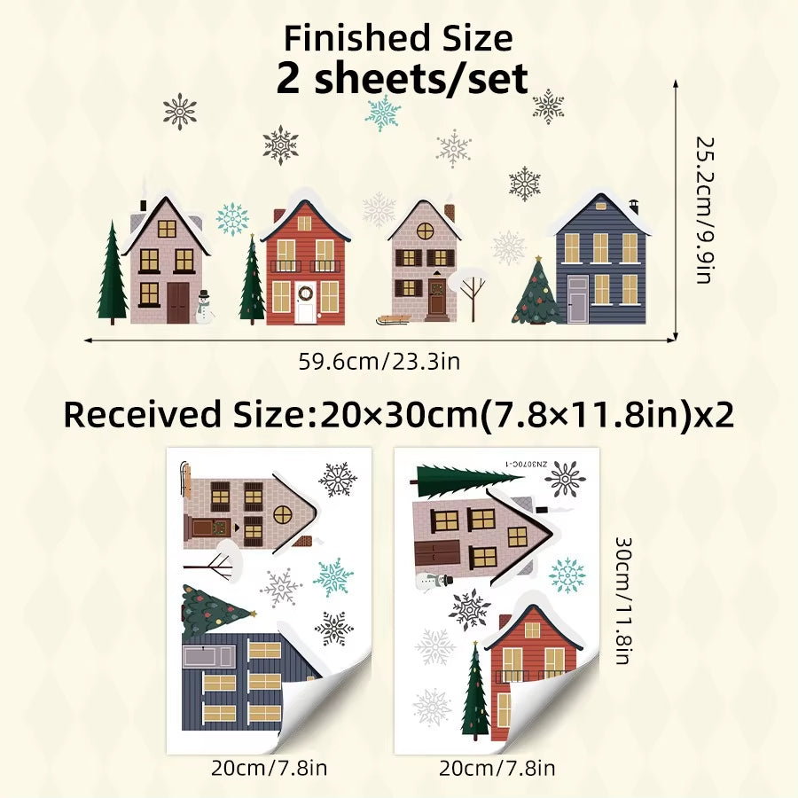 Snow House Window Clings, Christmas Village Stickers Glass Decor,Winter Decorations for and Christmas,Christmas Gifts