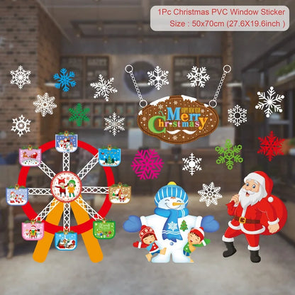 Christmas Window Stickers Merry Christmas Decorations for Home Santa Claus 2021 Christmas Ornament Navidad Xmas Gifts New Year