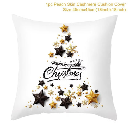 Christmas Cushion Cover Christmas Ornaments Merry Christmas Decorations for Home 2023 XMAS Navidad Noel Gifts New Year 2024