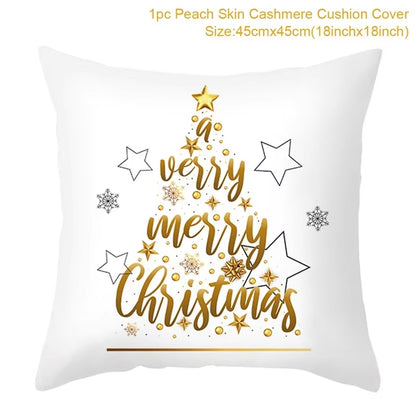 Christmas Cushion Cover Christmas Ornaments Merry Christmas Decorations for Home 2023 XMAS Navidad Noel Gifts New Year 2024