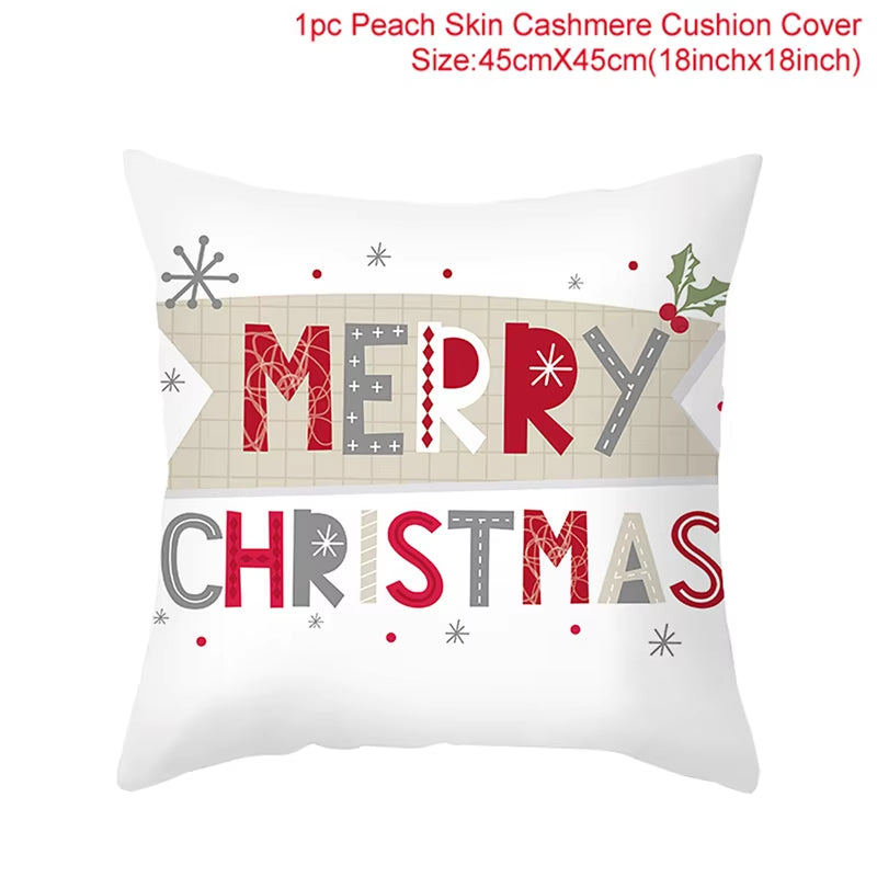 Christmas Cushion Cover Christmas Ornaments Merry Christmas Decorations for Home 2023 XMAS Navidad Noel Gifts New Year 2024