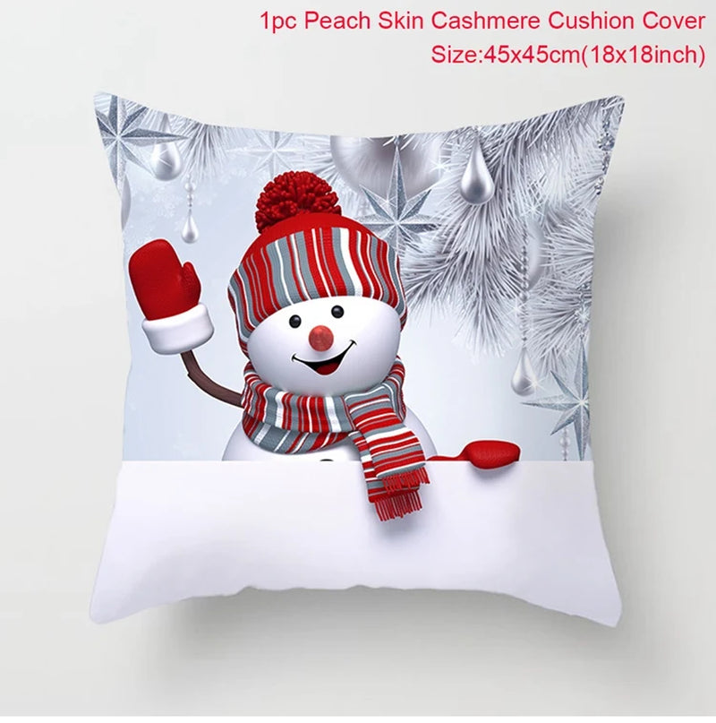 Merry Christmas Cushion Cover Christmas Decorations for Home 2023 Christmas Ornaments Xmas Navidad Gifts Happy New Year 2024