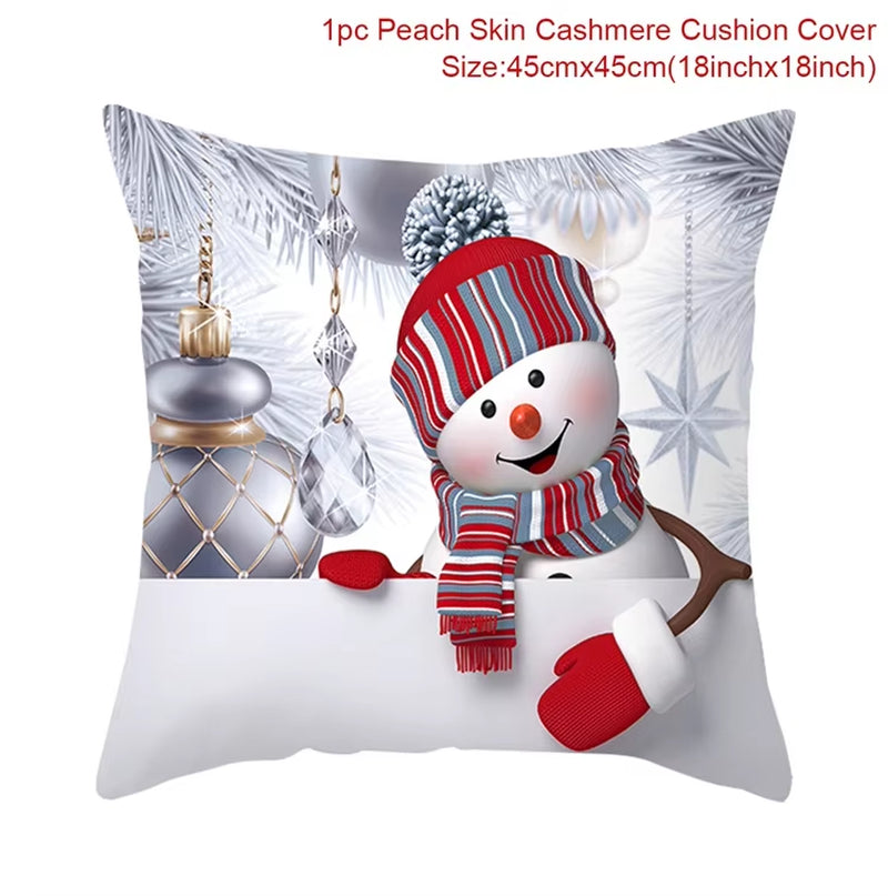 Merry Christmas Cushion Cover Christmas Decorations for Home 2023 Christmas Ornaments Xmas Navidad Gifts Happy New Year 2024