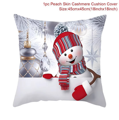 Merry Christmas Cushion Cover Christmas Decorations for Home 2023 Christmas Ornaments Xmas Navidad Gifts Happy New Year 2024