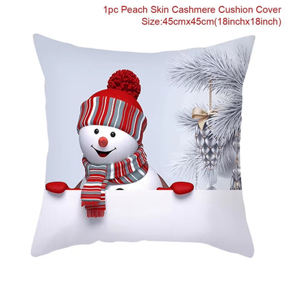Merry Christmas Cushion Cover Christmas Decorations for Home 2023 Christmas Ornaments Xmas Navidad Gifts Happy New Year 2024