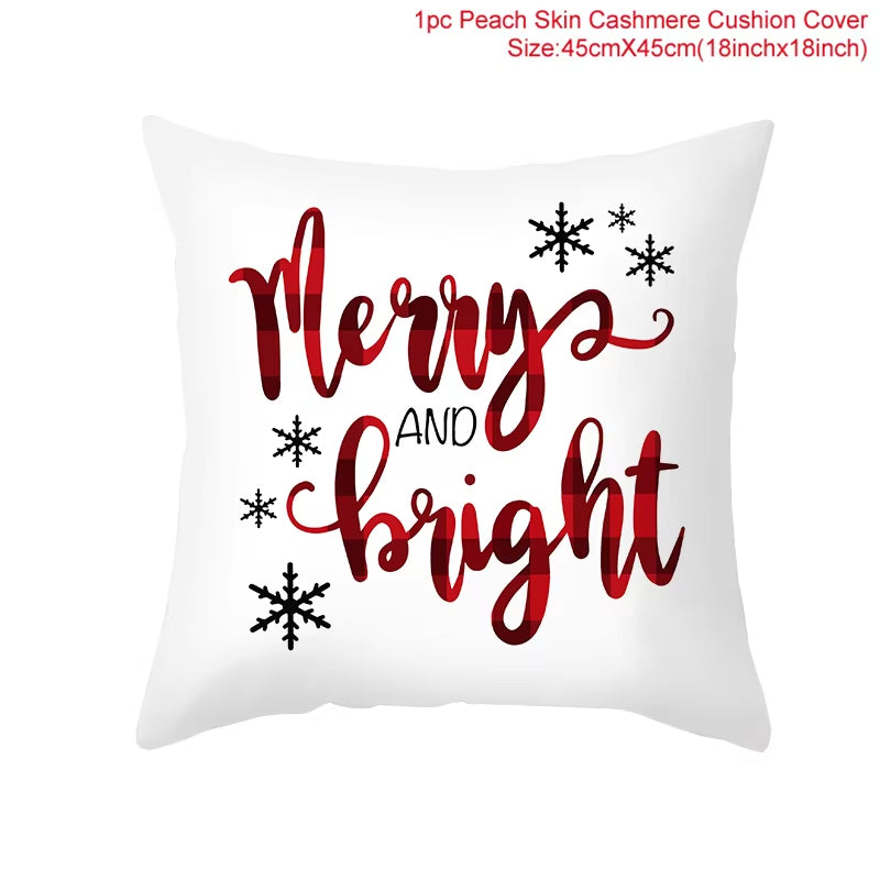 Christmas Cushion Cover Christmas Ornaments Merry Christmas Decorations for Home 2023 XMAS Navidad Noel Gifts New Year 2024