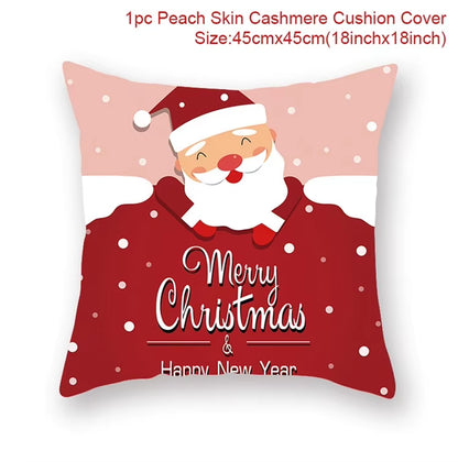 Christmas Cushion Cover Christmas Ornaments Merry Christmas Decorations for Home 2023 XMAS Navidad Noel Gifts New Year 2024