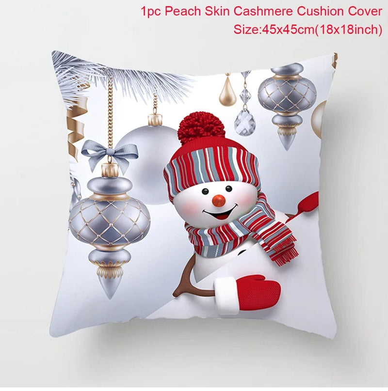 Merry Christmas Cushion Cover Christmas Decorations for Home 2023 Christmas Ornaments Xmas Navidad Gifts Happy New Year 2024