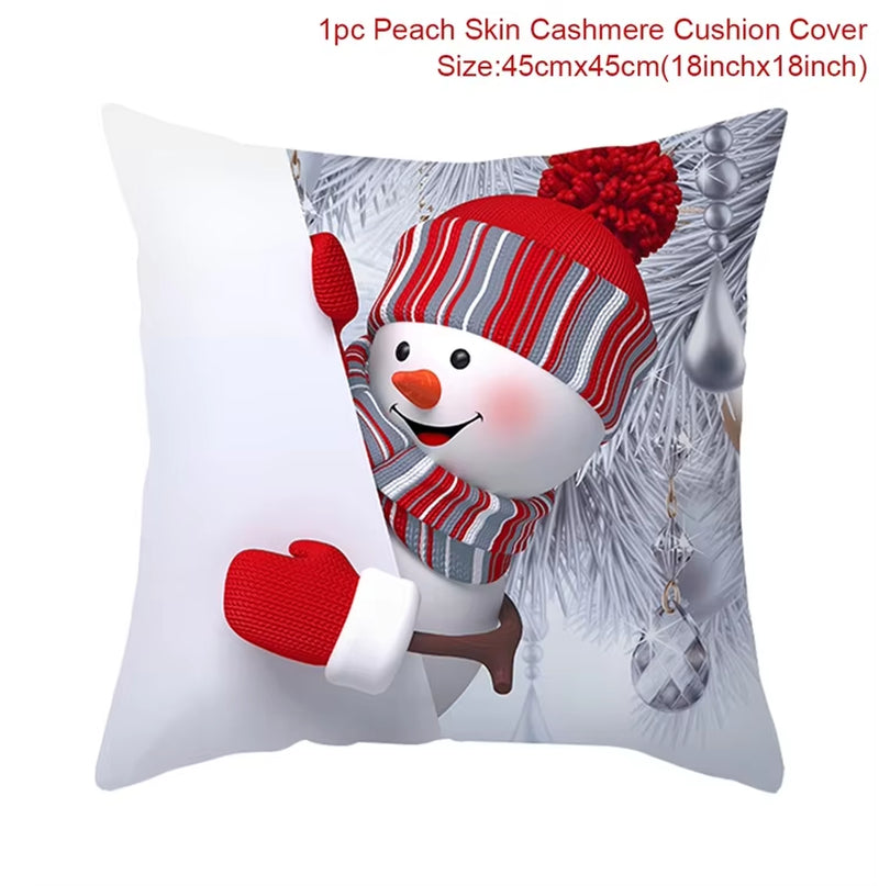 Merry Christmas Cushion Cover Christmas Decorations for Home 2023 Christmas Ornaments Xmas Navidad Gifts Happy New Year 2024