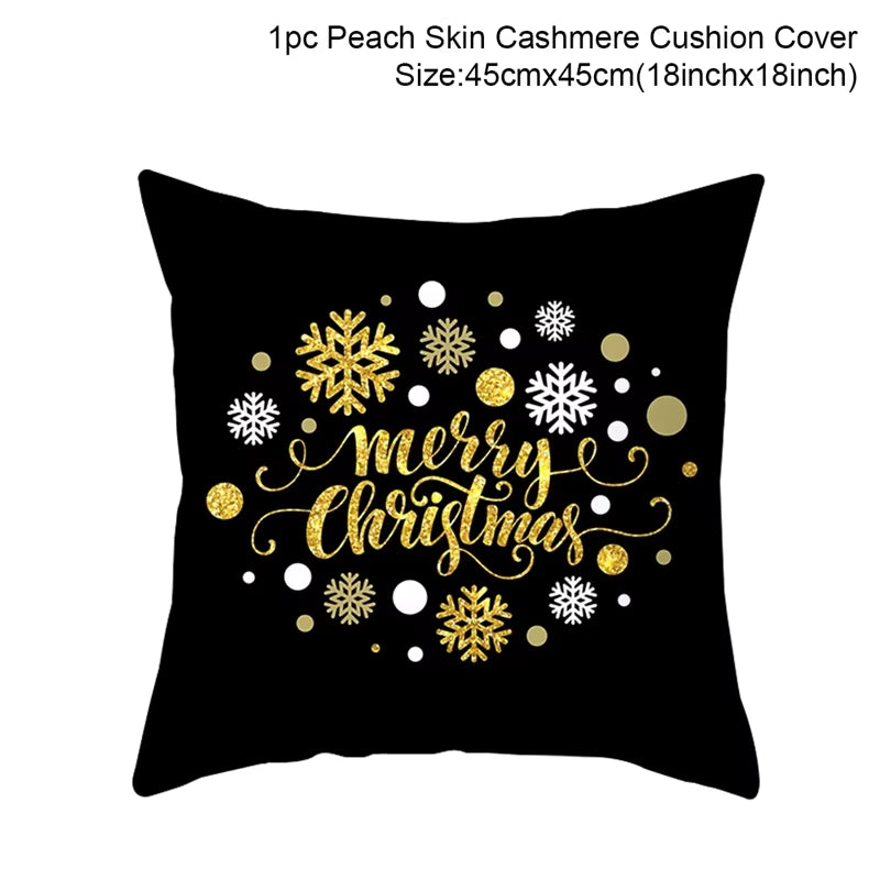 Christmas Cushion Cover Christmas Ornaments Merry Christmas Decorations for Home 2023 XMAS Navidad Noel Gifts New Year 2024