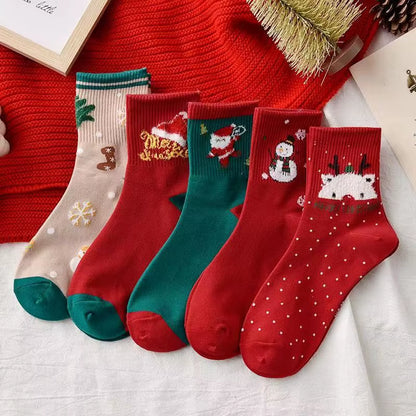 5Pairs Cartoon Christmas Socks Ornaments Merry Christmas Decorations for Home Christmas Gifts Xmas Happy New Year Supplies