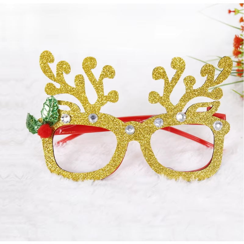 2025 New Year Christmas Decoration Glasses Deer Ear Christmas Hat Children'S Party Decoration Photos Props Christmas Supplies