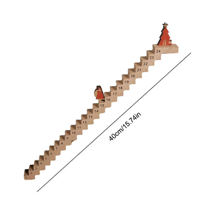 Wood Stairs Climbing Santa Traveling Christmas Advent Calendar Christmas Countdown Calendar Wooden Desk Decor for Christmas